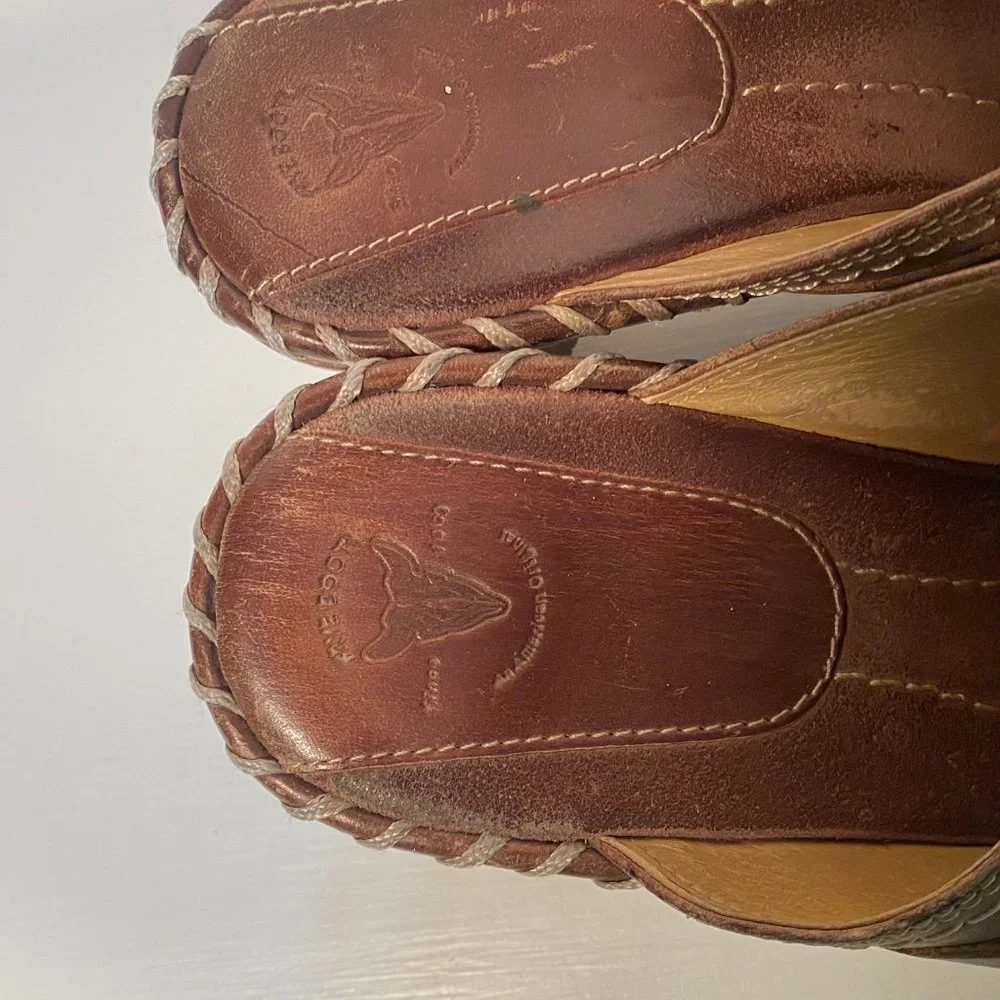 Frye Charlotte Distressed Brown Leather Harness Accent Mules Women Size 9 M - Picture 6 of 9